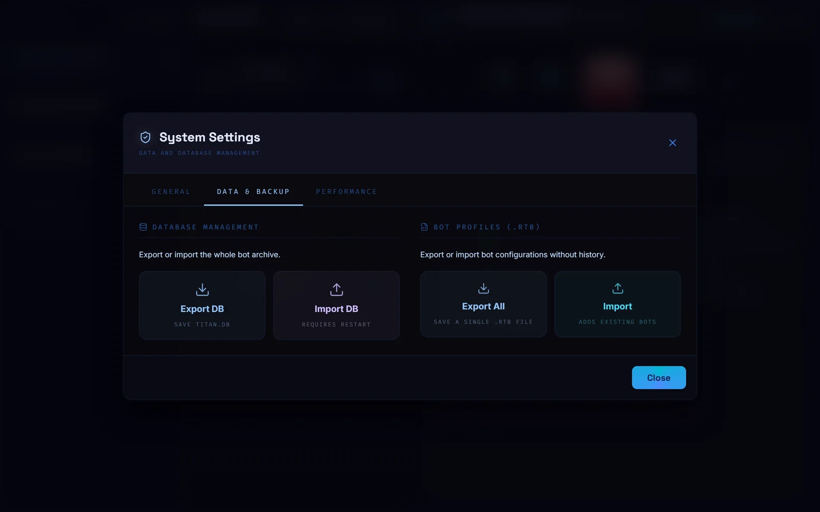 Runtime TelegramBot Desktop Titan Edition · Schermata 7